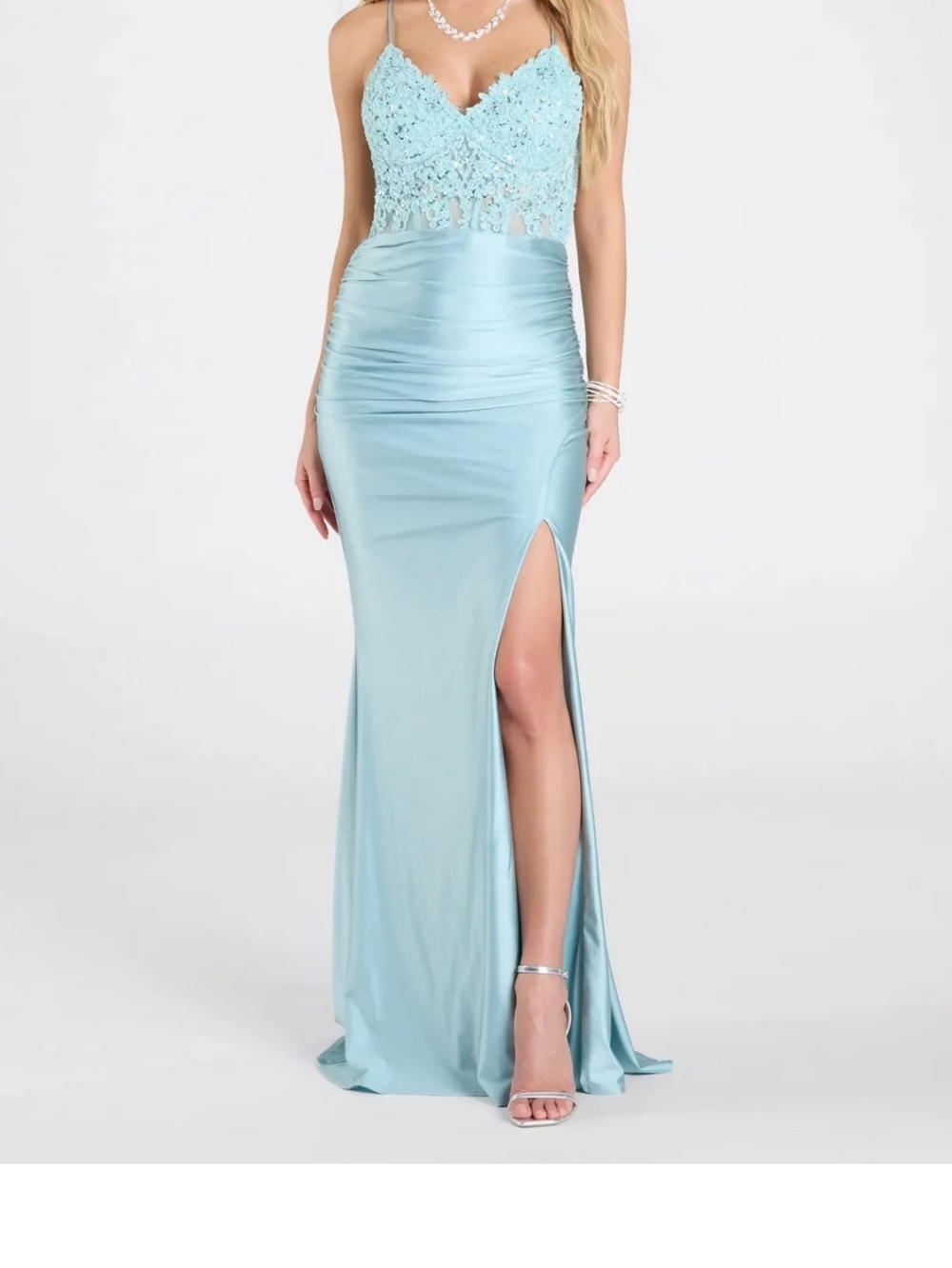 Lynette Embroidered Corset Slit Mermaid Formal Dress